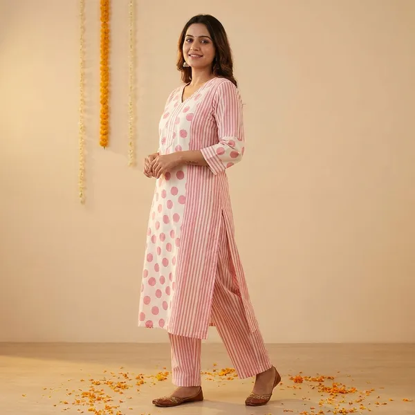 Pink_and_White_Striped_Polka_Dot_Cotton_3Pc_Suit_Set_for_Women