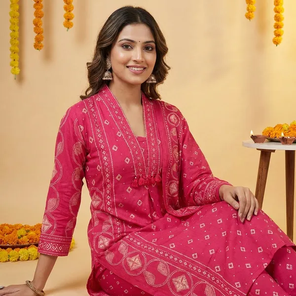Pink_Colour_Bandhani_Print_Traditional_3Pc_Suit_With_Kurti_Pant_And_Dupatta