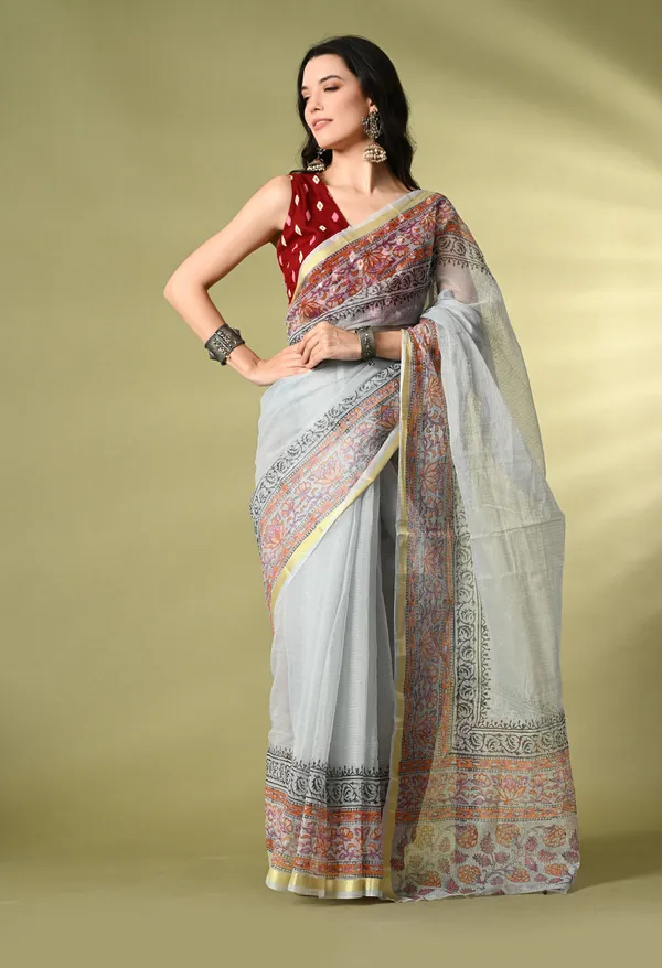 Kotadoria_Slate_Blue_Red_Cotton_Saree_For_Women