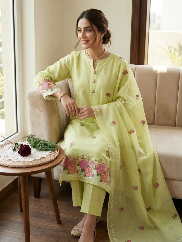 Kotadoria_Pista_Green_Cotton_Unstitched_Dress_Material_For_Women