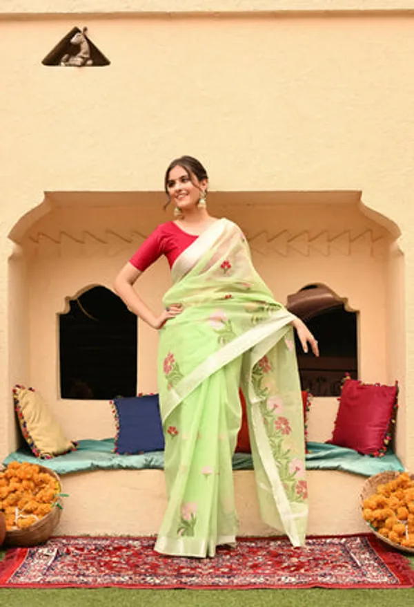 Kotadoria_Mint_Green_Kota_Doria_Cotton_Saree_For_Women