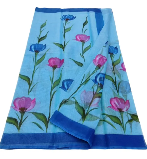 Kotadoria_Sky_Blue_Poly_Cotton_Saree_For_Women