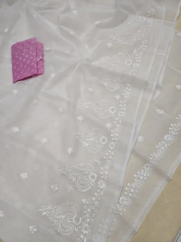 Kotadoria_White_Kota_Doria_Pure_Cotton_Chikankari_Saree_For_Women