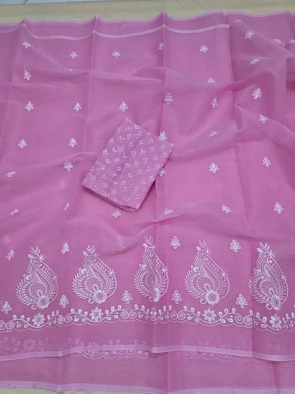 Kotadoria_Pink_Kota_Doria_Pure_Cotton_Chikankari_Saree_For_Women
