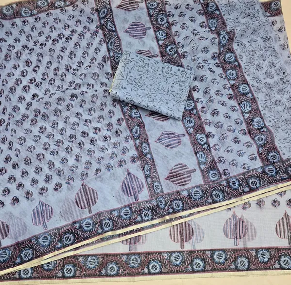 Kotadoria_Light_Grey_Kota_Doria_Kota_Doria_Hand_Block_Print_Saree_For_Women