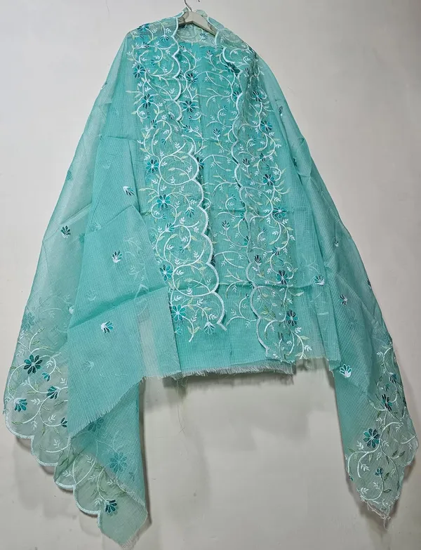 Kotadoria_Mint_Cotton_Blend_Kota_Doria_Unstitched_Dress_Material_For_Women