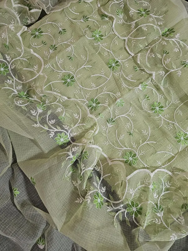 Kotadoria_Pista_Green_Cotton_Blend,_Kota_Doria_Unstitched_Dress_Material_For_Women