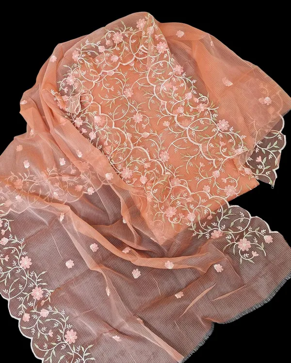 Kotadoria_Orange_Cotton_Blend,_Kota_Doria_Unstitched_Dress_Material_For_Women