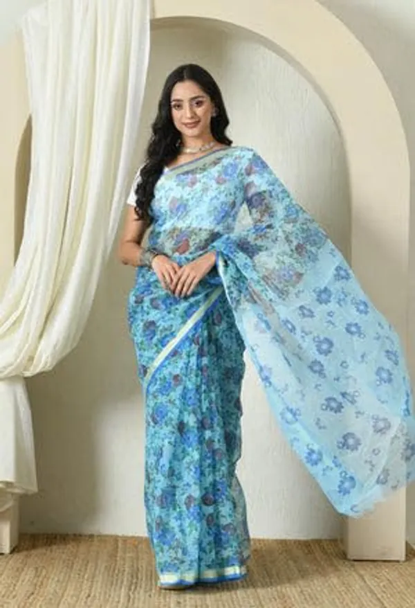 Kotadoria_Sky_Blue_Cotton_Saree_For_Women