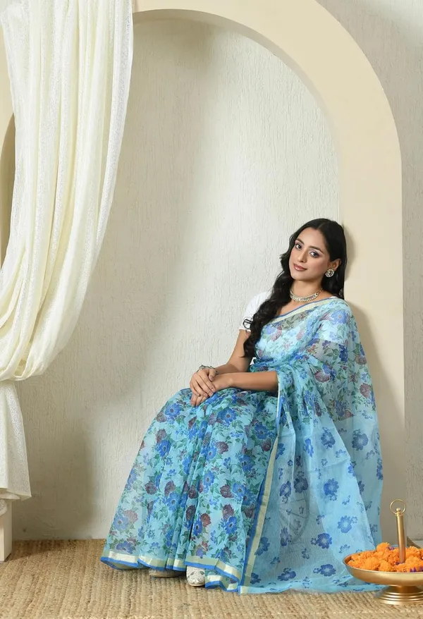 Kotadoria_Sky_Blue_Cotton_Saree_For_Women
