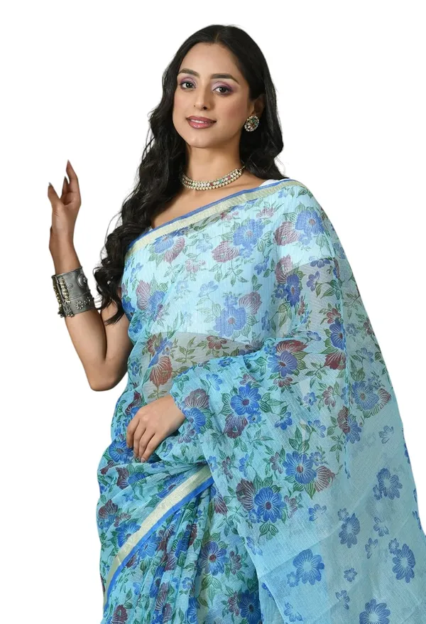 Kotadoria_Sky_Blue_Cotton_Saree_For_Women