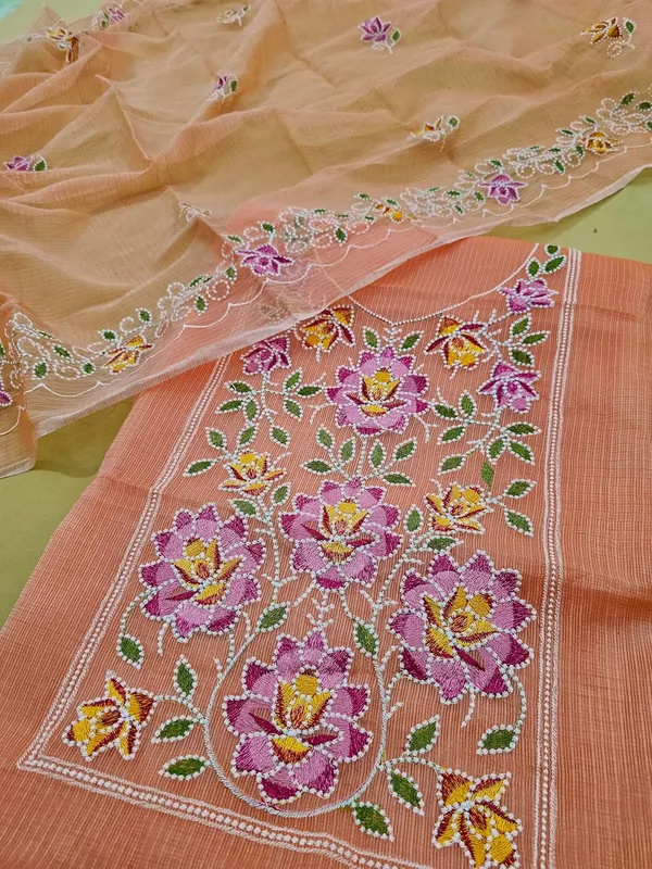 Kotadoria_Orange_Cotton_Blend_Unstitched_Dress_Material_For_Women