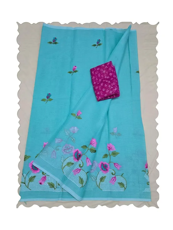Kotadoria_Mint_Kota_Doria_Pure_Cotton_Chikankari_Saree_For_Women
