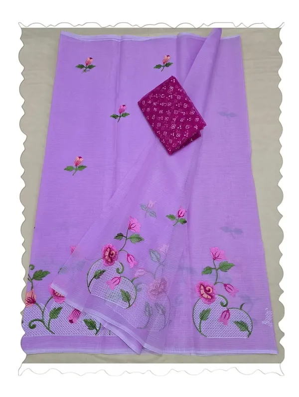 Kotadoria_Purple_Kota_Doria_Pure_Cotton_Chikankari_Saree_For_Women