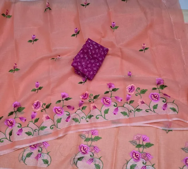 Kotadoria_Orange_Kota_Doria_Pure_Cotton_Chikankari_Saree_For_Women