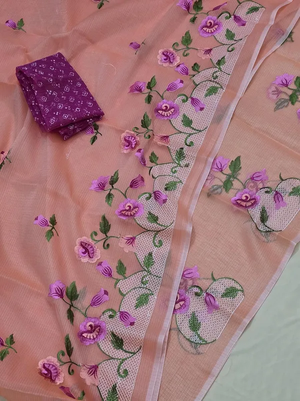 Kotadoria_Orange_Kota_Doria_Pure_Cotton_Chikankari_Saree_For_Women