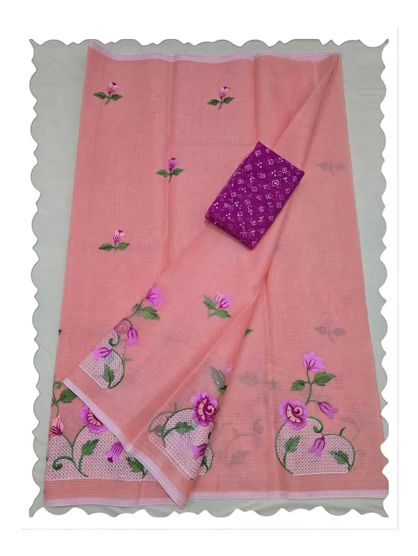 Kotadoria_Orange_Kota_Doria_Pure_Cotton_Chikankari_Saree_For_Women