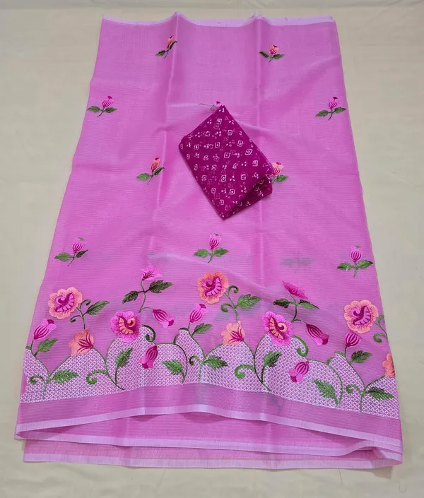 Kotadoria_Pink_Kota_Doria_Pure_Cotton_Chikankari_Saree_For_Women