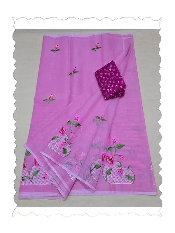 Kotadoria_Pink_Kota_Doria_Pure_Cotton_Chikankari_Saree_For_Women