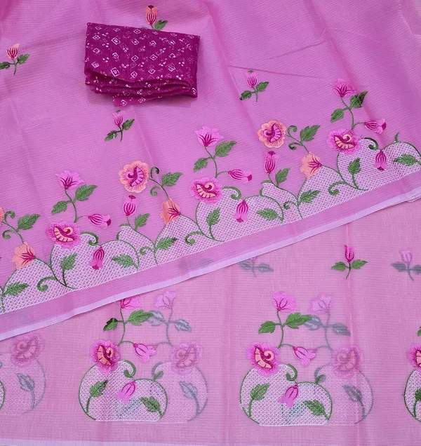 Kotadoria_Pink_Kota_Doria_Pure_Cotton_Chikankari_Saree_For_Women