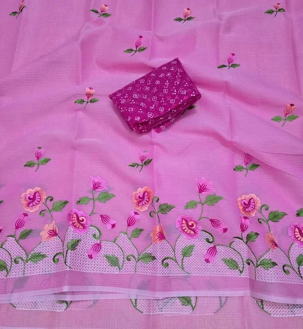 Kotadoria_Pink_Kota_Doria_Pure_Cotton_Chikankari_Saree_For_Women