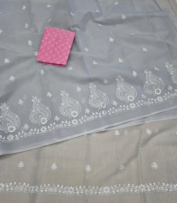 Kotadoria_Grey_Kota_Doria_Pure_Cotton_Chikankari_Saree_For_Women