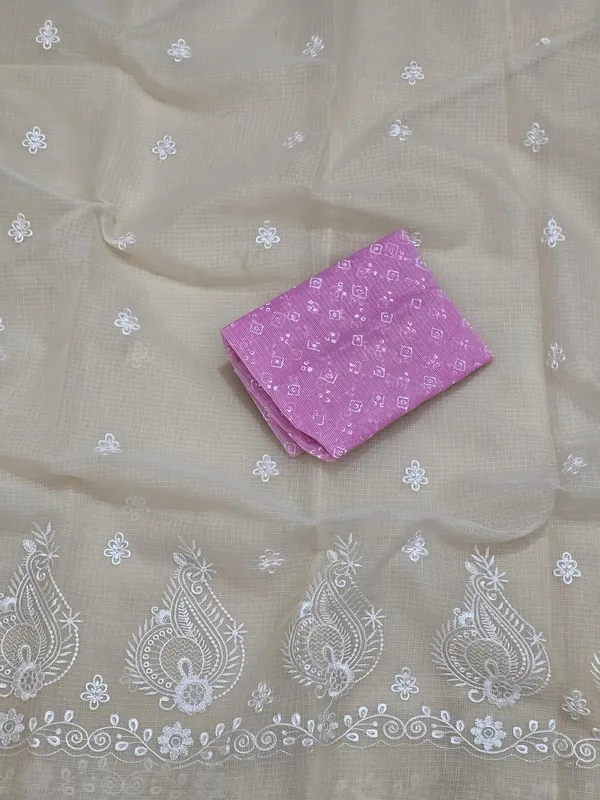 Kotadoria_Cream_Kota_Doria_Pure_Cotton_Chikankari_Saree_For_Women
