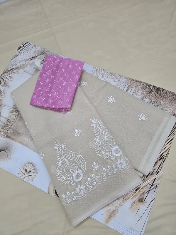 Kotadoria_Cream_Kota_Doria_Pure_Cotton_Chikankari_Saree_For_Women