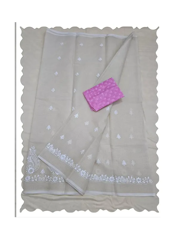 Kotadoria_Cream_Kota_Doria_Pure_Cotton_Chikankari_Saree_For_Women