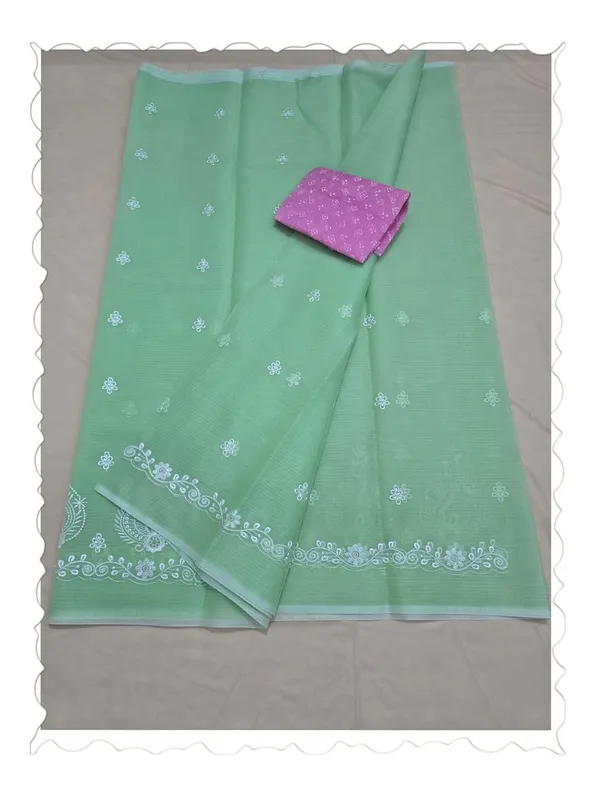 Kotadoria_Green_Kota_Doria_Pure_Cotton_Chikankari_Saree_For_Women
