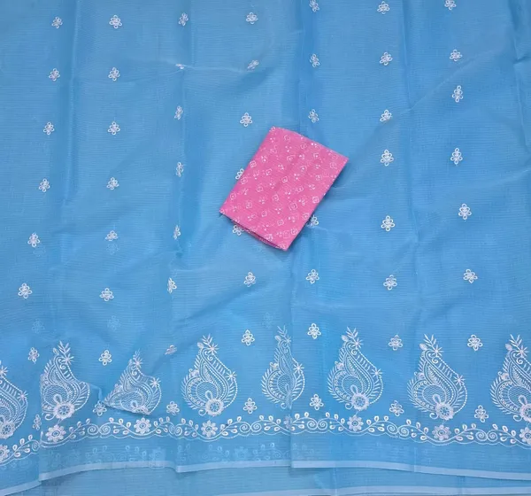 Kotadoria_Sky_Blue_Kota_Doria_Pure_Cotton_Chikankari_Saree_For_Women