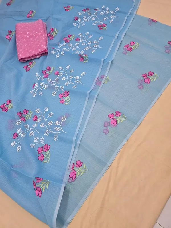 Kotadoria_Sky_Blue_Cotton_Saree_For_Women