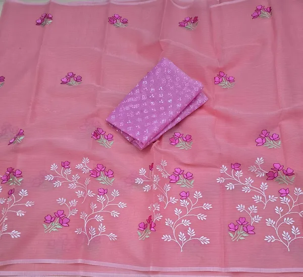 Kotadoria_Peach_Cotton_Saree_For_Women