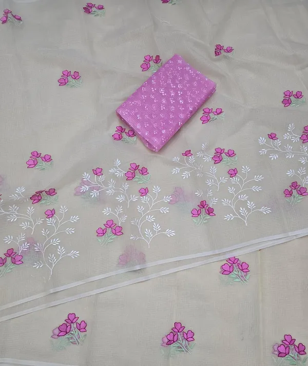 Kotadoria_Cream_Cotton_Saree_For_Women