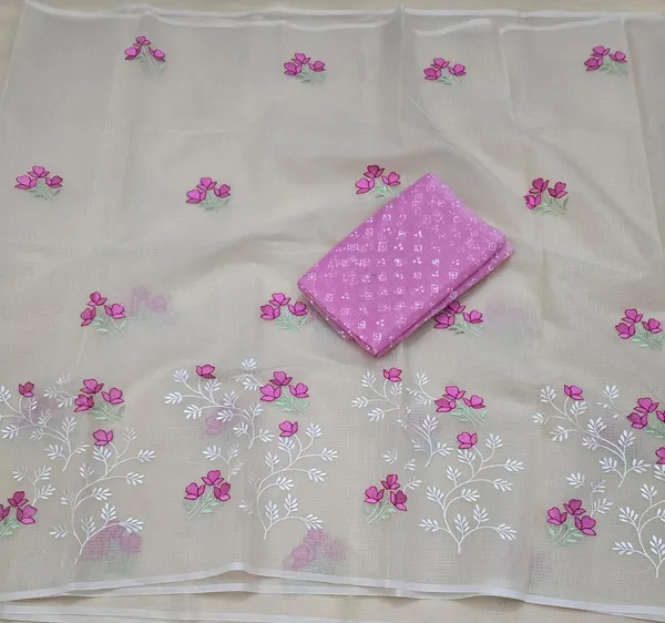 Kotadoria_Cream_Cotton_Saree_For_Women
