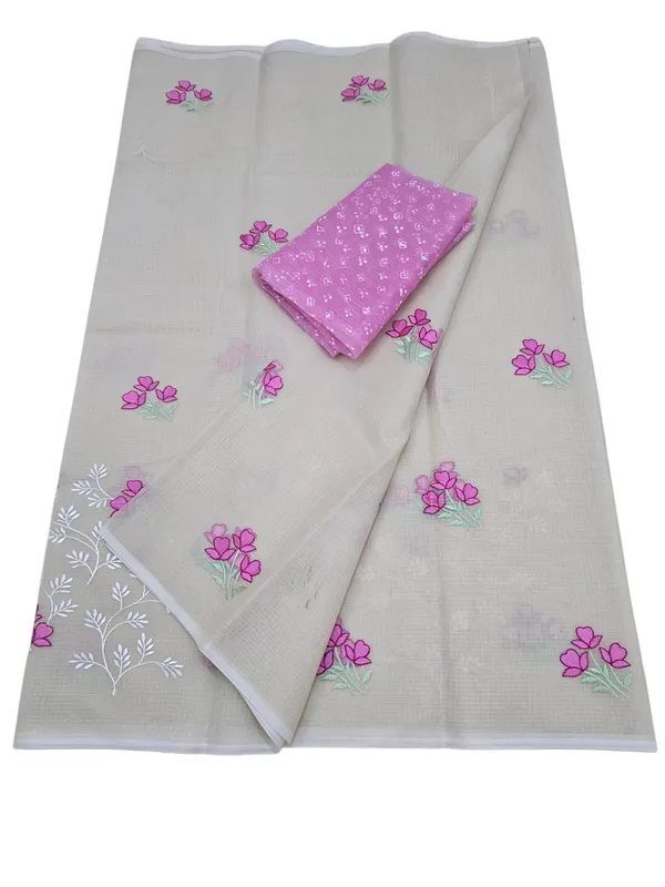 Kotadoria_Cream_Cotton_Saree_For_Women