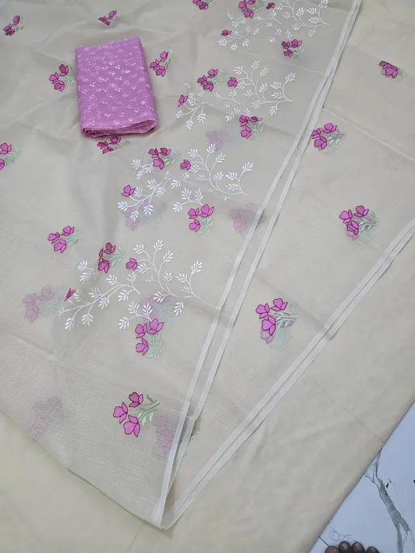 Kotadoria_Cream_Cotton_Saree_For_Women