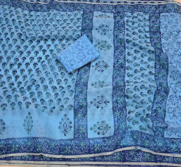 Kotadoria_Sky_Blue_Kota_Doria_Kota_Doria_Hand_Block_Print_Saree_For_Women