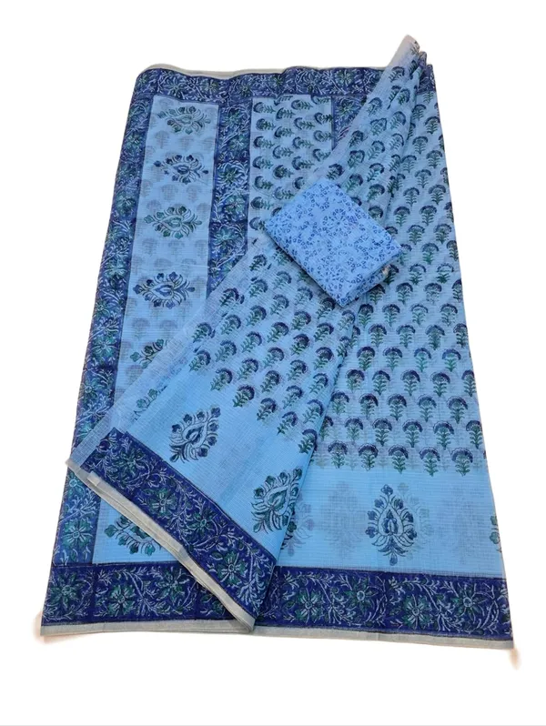 Kotadoria_Sky_Blue_Kota_Doria_Kota_Doria_Hand_Block_Print_Saree_For_Women