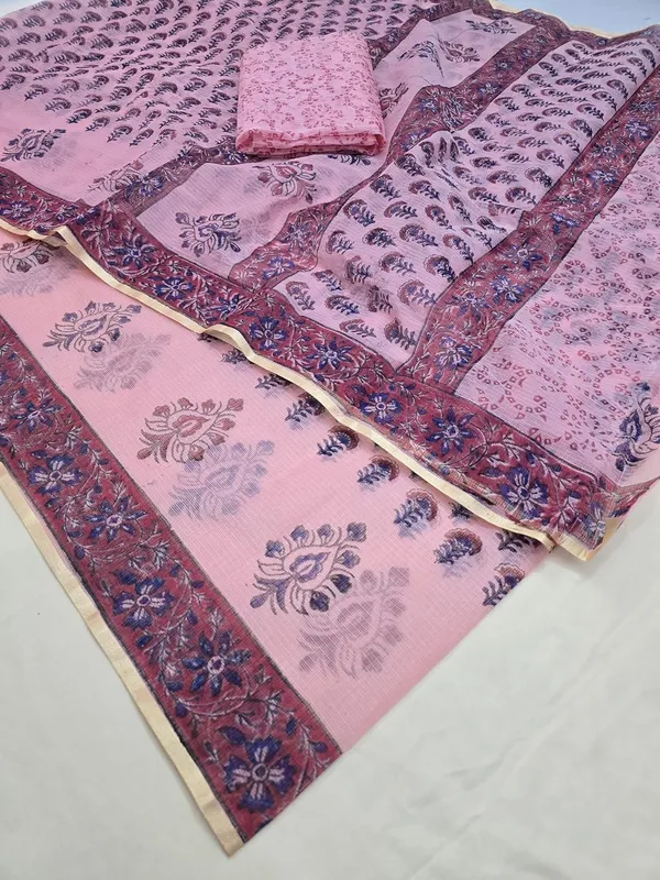 Kotadoria_Peach_Kota_Doria_Kota_Doria_Hand_Block_Print_Saree_For_Women