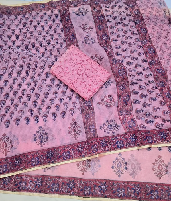 Kotadoria_Peach_Kota_Doria_Kota_Doria_Hand_Block_Print_Saree_For_Women