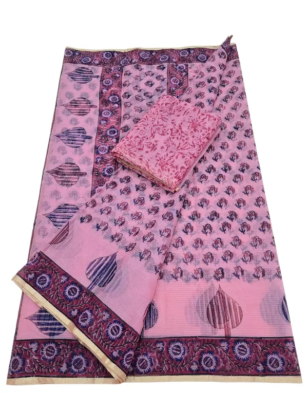 Kotadoria_Peach_Cotton_Saree_For_Women