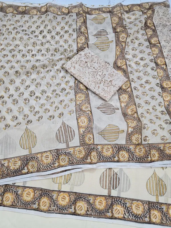 Kotadoria_Cream_Cotton_Saree_For_Women