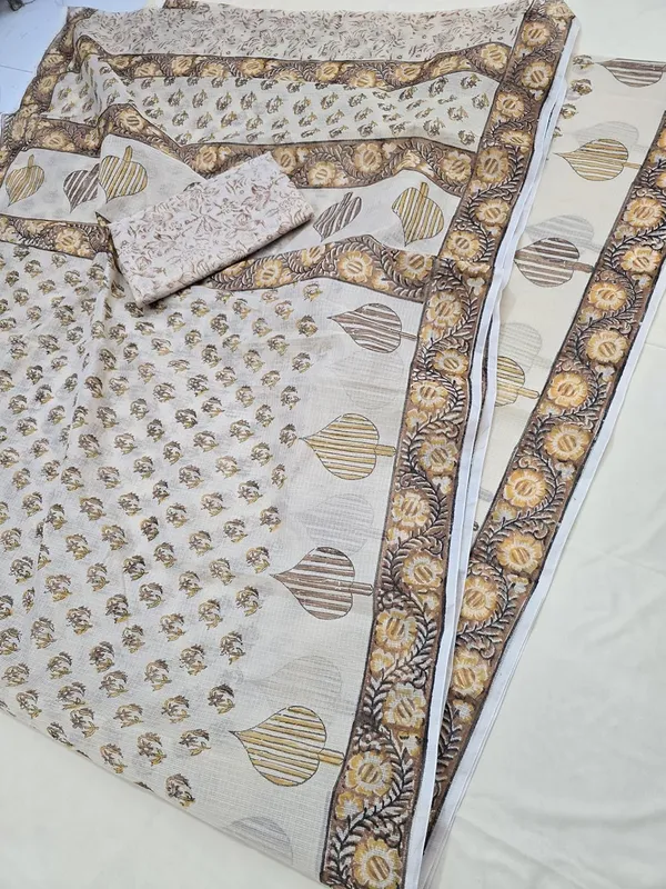 Kotadoria_Cream_Cotton_Saree_For_Women
