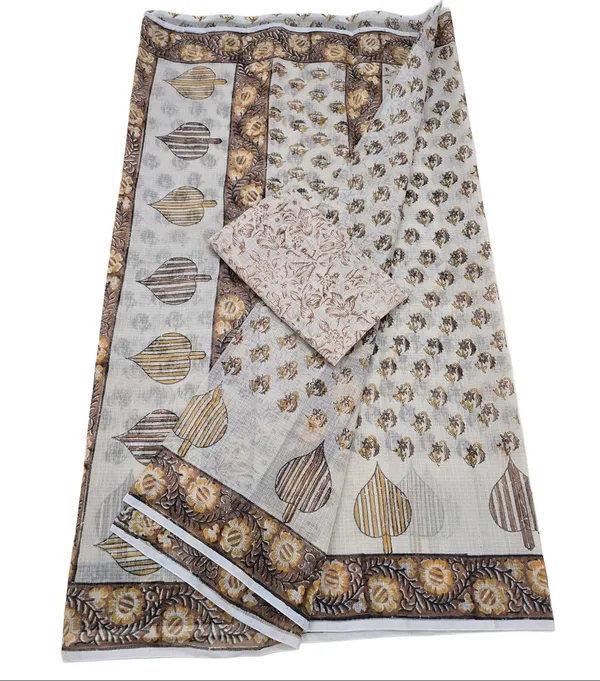 Kotadoria_Cream_Cotton_Saree_For_Women