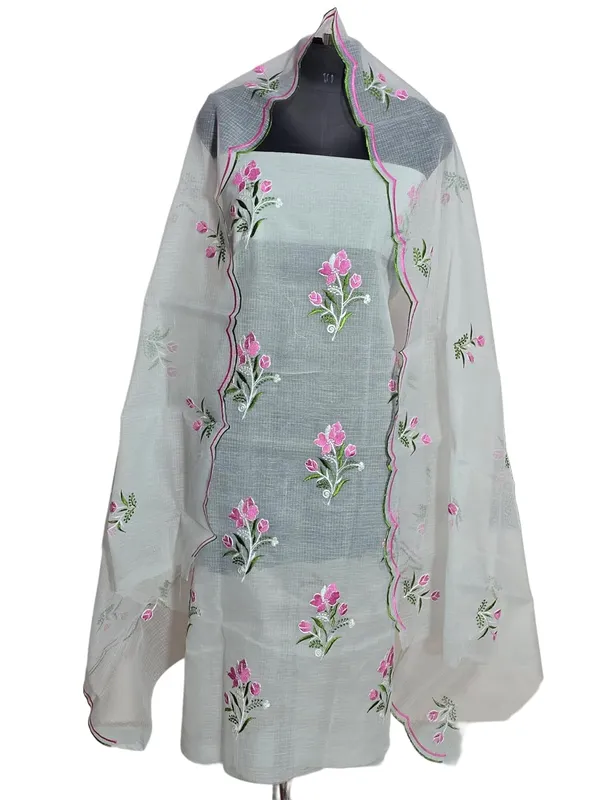 Kotadoria_White_Pure_Cotton_Embroidery_Unstitched_Dress_Material_For_Women