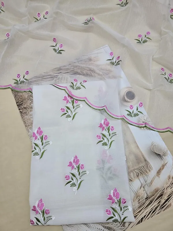 Kotadoria_White_Pure_Cotton_Embroidery_Unstitched_Dress_Material_For_Women