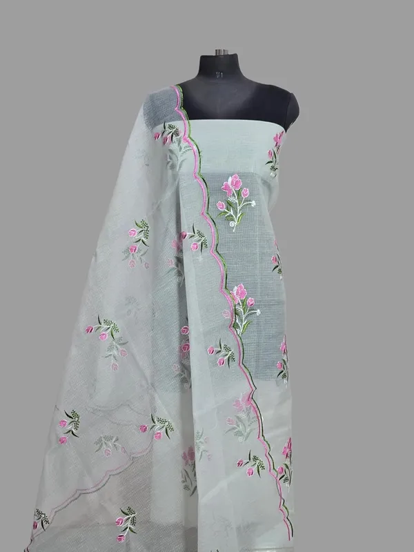 Kotadoria_White_Pure_Cotton_Embroidery_Unstitched_Dress_Material_For_Women