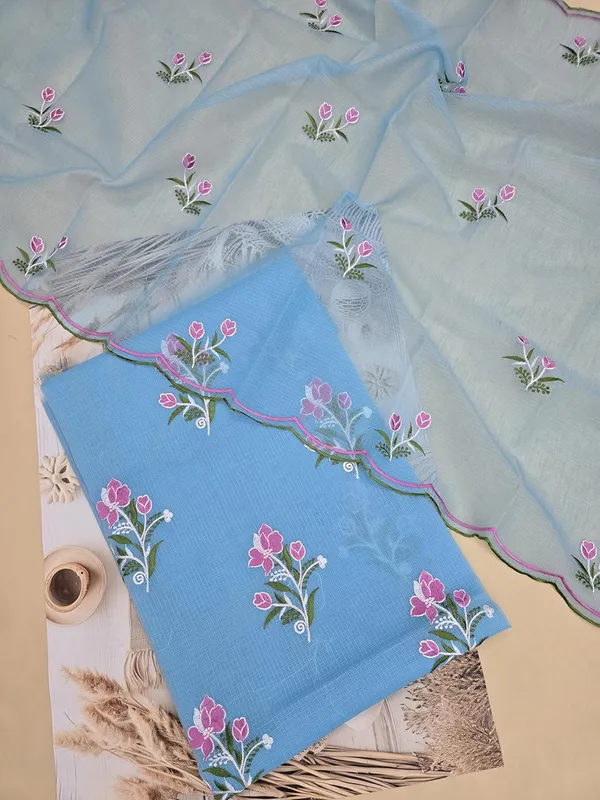 Kotadoria_Sky_Blue_Pure_Cotton_Embroidery_Unstitched_Dress_Material_For_Women
