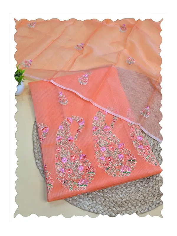 Kotadoria_Orange_Cotton_Unstitched_Dress_Material_For_Women